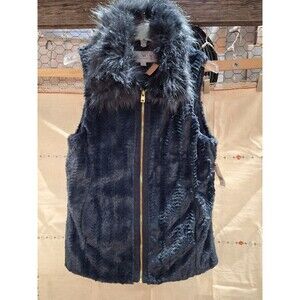 Marc New York Andrew Marc Women's BlUE  Faux Fur Vest Size‎ M Pockets EUC NEW